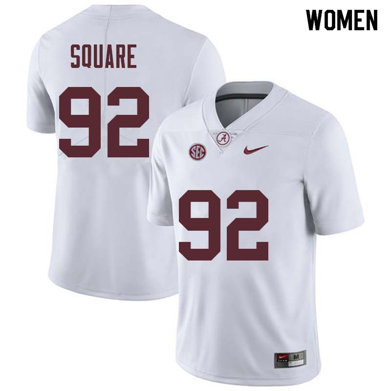 Women #92 Damion Square Alabama Crimson Tide College Football Jerseys Sale-White